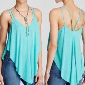 We The Free People Fantasty Cosmic Triangle Caribbean Blue Flowy Tank Top XS